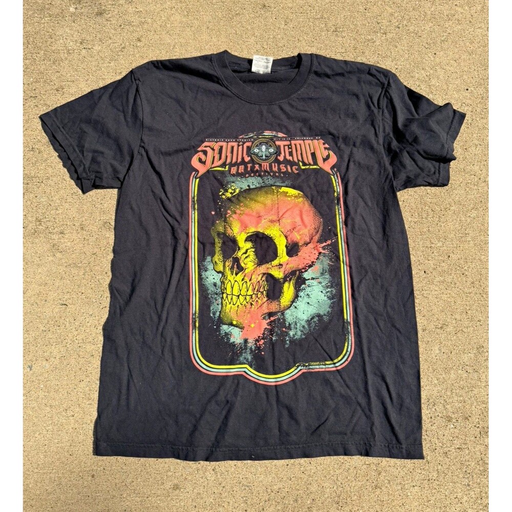 Sonic Temple Art & Music Festival T Shirt Skull Graphic Concert Rock